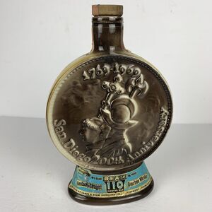 Jim Beam Bourbon 10" Whiskey Bottle San Diego 200th Anniversary 1968 Vintage